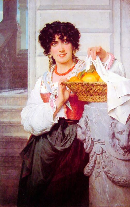 Pierre-Auguste Cot Pisan Girl with Basket of Oranges and Lemons oil painting picture